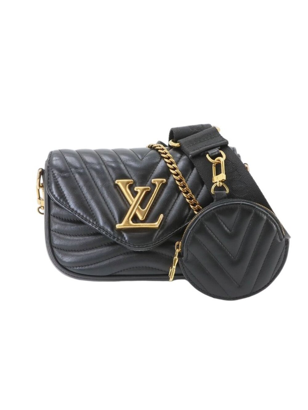Louis Vuitton Multi Pochette Shoulder Bag Leather Black